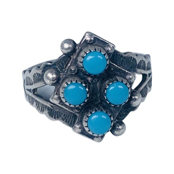 Native American 925 Sterling Silver Blue Turquoise Ring Sz 5 Sleeping Beauty - Picture 9 of 14